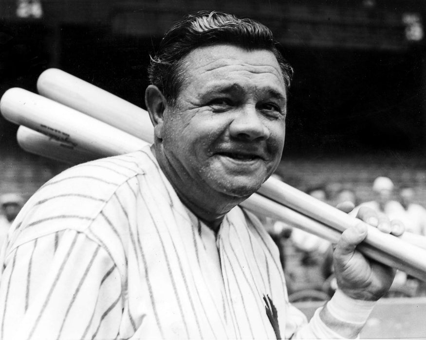 Babe Ruth with Baseball Bats
