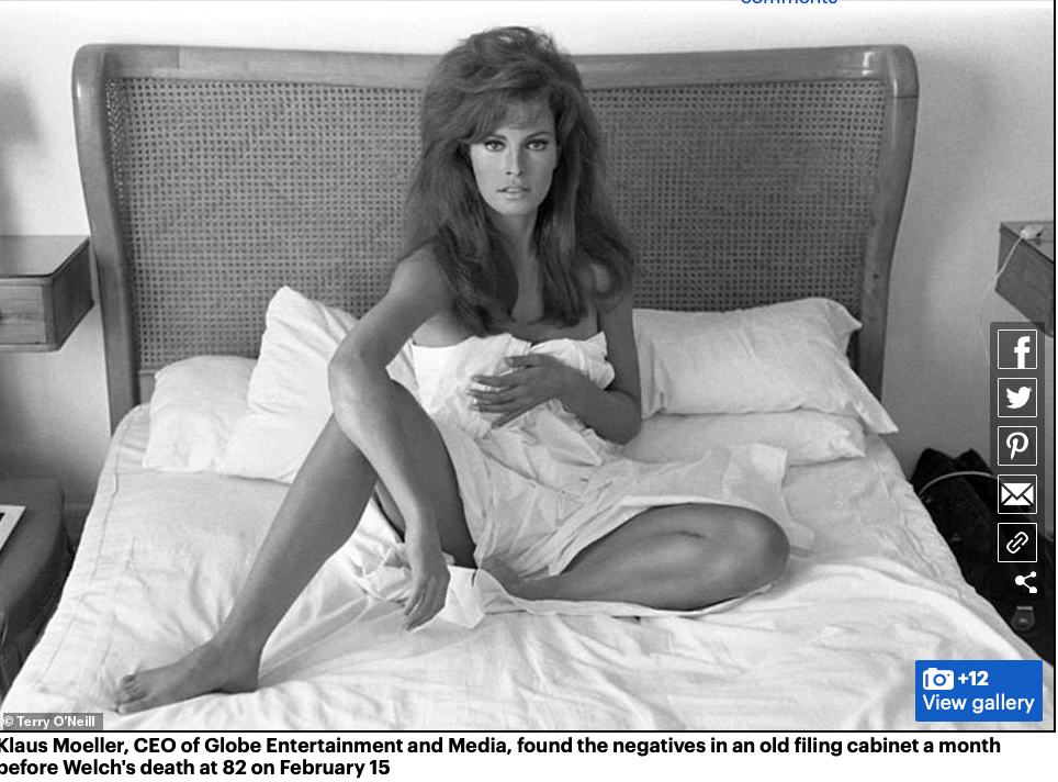 And God created woman! Never-before-seen outtakes from Raquel Welch's sultry 1960s photoshoots are uncovered after being hidden away in a filing cabinet for over 50 years