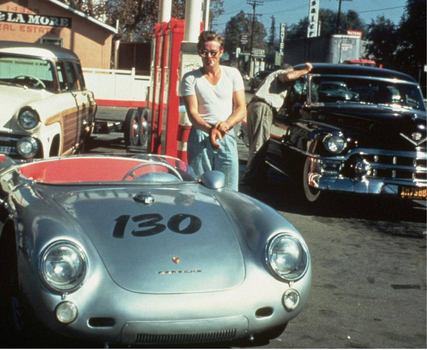 James Dean Filling Up His Porsche Racer