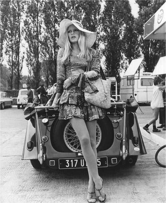 Brigitte Bardot Posed with Vintage Car