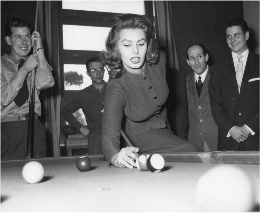Sophia Loren Shooting Pool